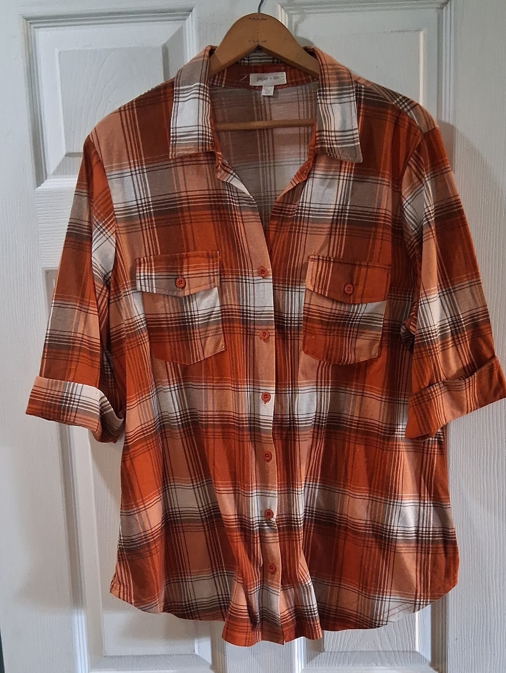 paper tee Orange and Cream Plaid Button-Down Shirt